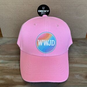 Pink trucker hat w/custom WWJD graphic new without tags